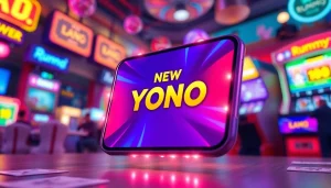 The NEW YONO APP features an exciting mobile interface with vibrant games and user-friendly design.