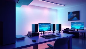 Prompt maker creating innovative AI image concepts in a modern workspace.