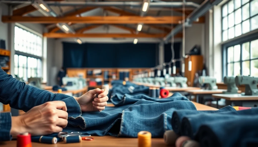 Showcasing artisans at work in jeans cloth manufacturers producing high-quality denim garments.