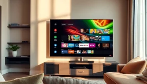 Utilisez le code IPTV sur un écran moderne dans un salon accueillant.