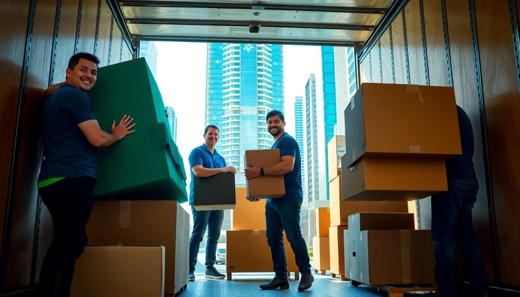 Moving companies in Toronto Ontario assisting in packing furniture during a move.