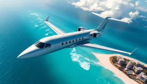 Experience Private Jet Charter West Palm Beach with luxurious jets flying over stunning coastlines.