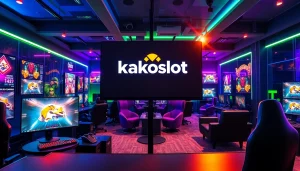 Menampilkan permainan slots bertema kaikoslot di meja permainan modern dengan pencahayaan dinamis.