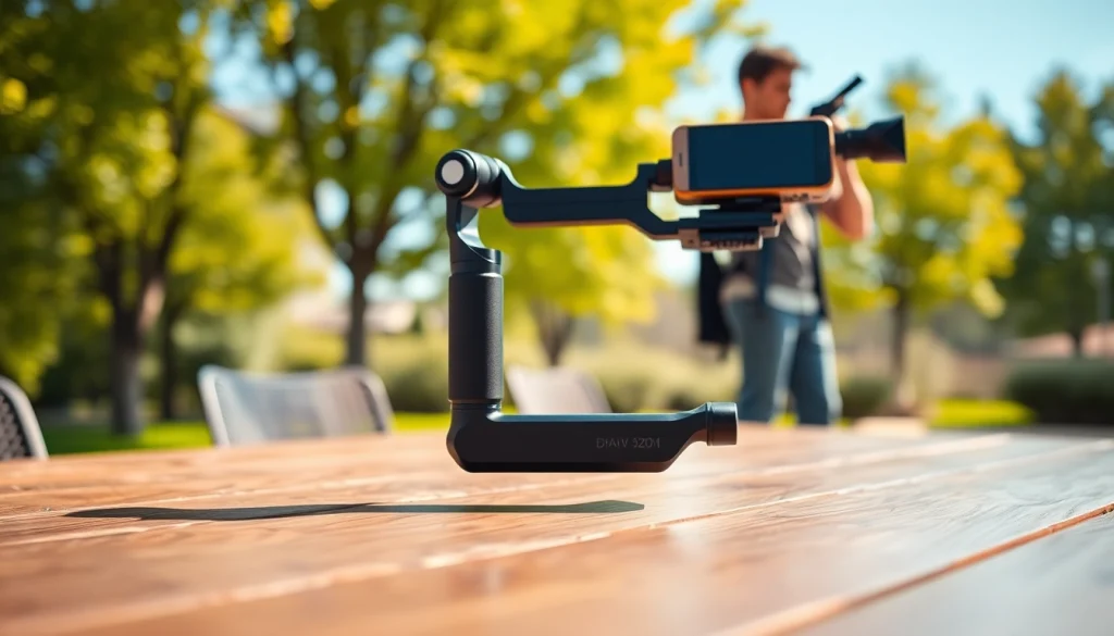 Capture footage with the advanced gimbal camera​ featuring sleek design and smooth stabilization.