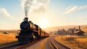 Experience the railroad tycoon free download game with a picturesque 19th-century train landscape.