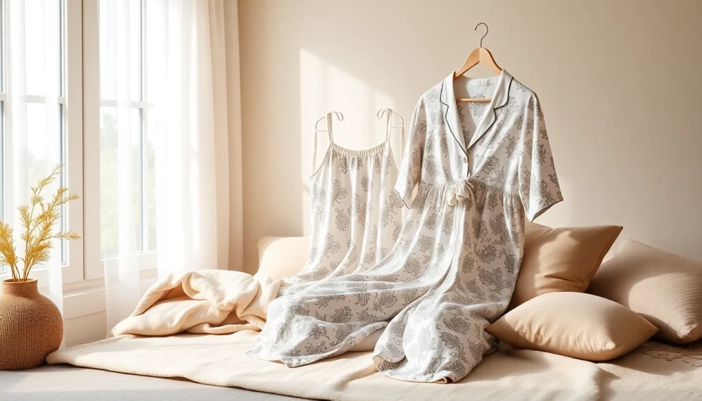 Discover bamboo pajamas arranged elegantly on a soft backdrop, showcasing their comfort and style.