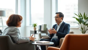 Consulting the best psychiatrist in dubai in a warm, professional office atmosphere.