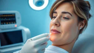 Aerolase Laser treatment being performed in a serene medical environment with a calming atmosphere.