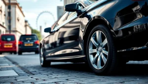Experience the luxury of a london chauffeur service in a premium vehicle against iconic London landmarks.