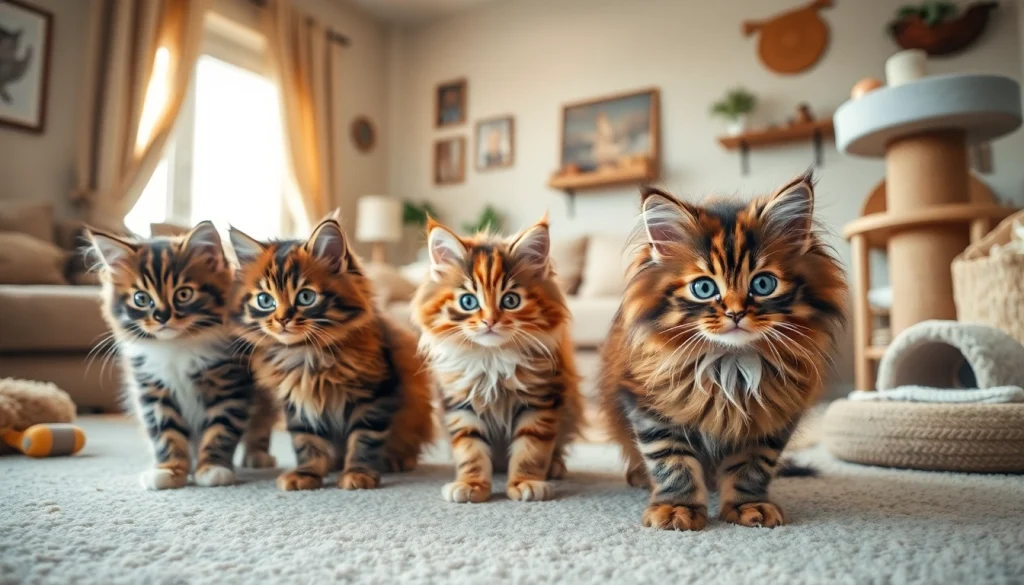 Playful Maine Coon cats for sale Sacramento in a cozy home setting, showcasing their unique features.