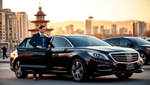 Experience luxury with black car service vancouver featuring a professional chauffeur in a city setting.