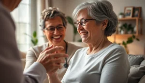 Engaging moment showcasing senior care austin tx in a comforting home atmosphere.