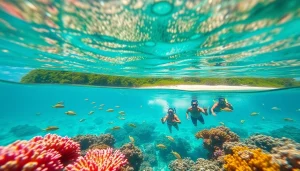 Experience breathtaking Harvest Caye Tours Belize with vibrant marine life and clear turquoise waters.