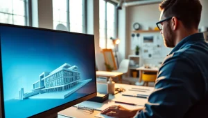 Erstellen von 3d visualisierung Modellen durch einen professionellen Künstler in einem modernen Studio.