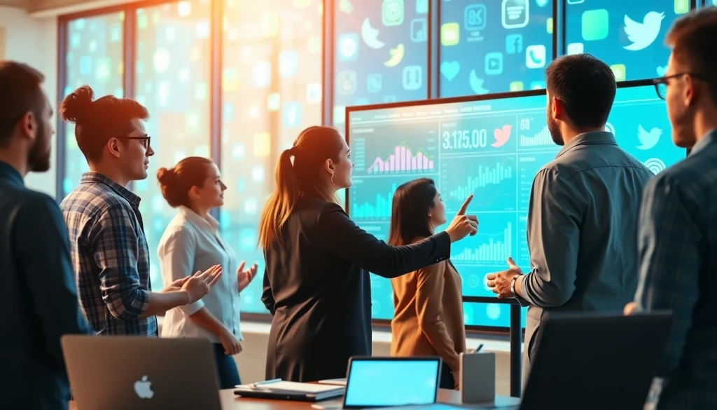 Professionals exploring social media metrics with a focus on facebook smm panel analytics.