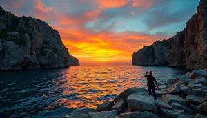 Uživajte u obali Crna Gora uz ribara koji baca mrežu u plažnu scenu.